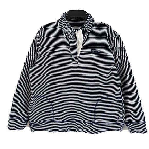 State of Mine Henley Pullover Size L High Neck Sweatshirt Striped Blue White FL - Picture 1 of 11